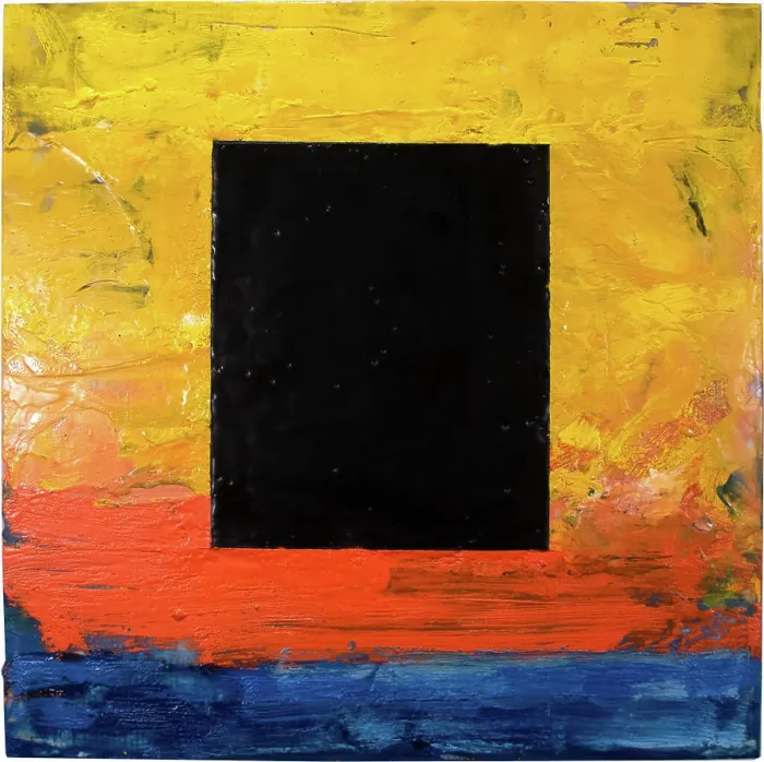 Framed Print : An painterly sky at sunset is interrupted by a dominating black rectangle that serves as a window into another universe Framed Print : An painterly sky at sunset is interrupted by a dominating black rectangle that serves as a window into another universe
