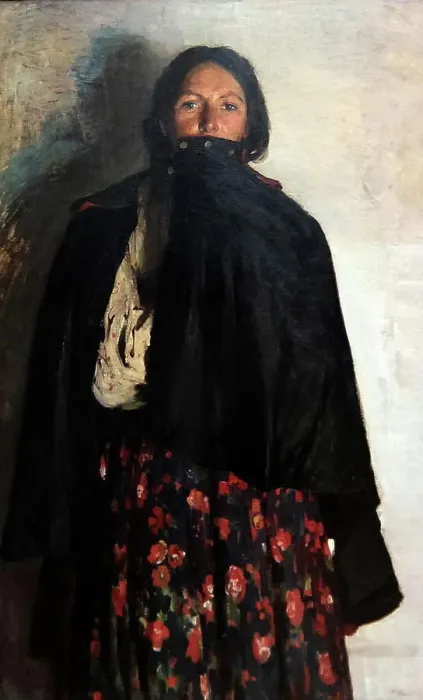 Framed Print : Painting titled A Peasant Woman Covering her Mouth with a Svitka by Filipp Malyavin
