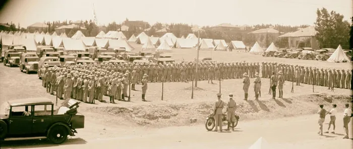 Framed Print : Palestine disturbances 1936 The 8th Hussars hearing an address by His Excellency, the High Commissioner. 1936
