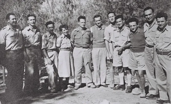 Framed Print : Palmach (Jewish underground fighters in Palestine) leaders including Yigal Allon and Yitzhak Rabin 1948