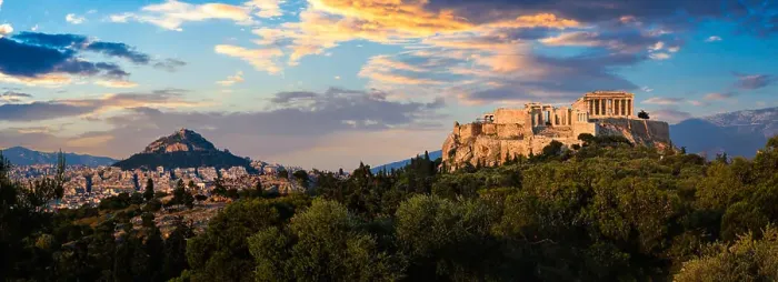 Framed Print : Panorama of famous greek tourist landmark - the iconic Parthenon Temple at the Acropolis of Athens as seen