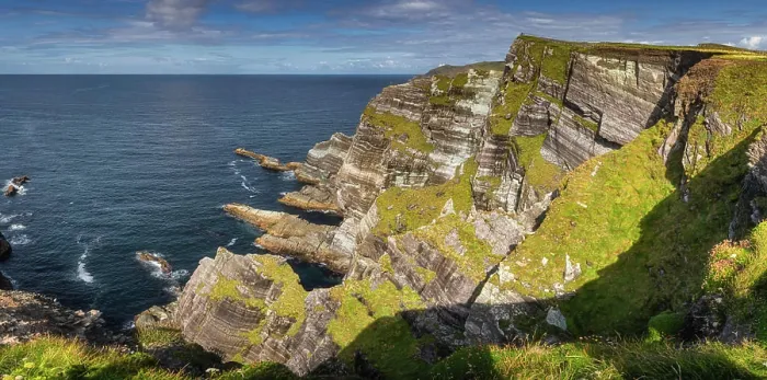 Framed Print : Panorama with majestic and beautiful Kerry Cliffs and Atlantic Ocean Panorama with majestic