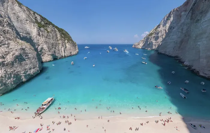 Framed Print : Panoramic aerial view of tourist on the beach on Zakinthos island, Greece Framed Print : Panoramic aerial view of tourist on the beach on Zakinthos island, Greece
