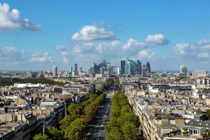 Framed Print : Paris. Boulevard Champs Elysees. View from the top of the Arc de Triomphe toward La Defense Framed Print : Paris. Boulevard Champs Elysees. View from the top of the Arc de Triomphe toward La Defense