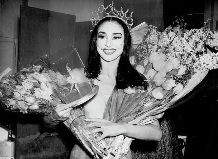 Framed Print : Partner For Don Quixote - 12 Encores For British Star -- Margot Fonteyn returning with an armful of flowers