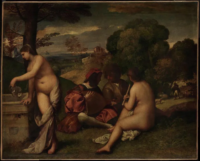 Framed Print : Pastoral Concert by Giorgione (1476-1510) /  Louvre