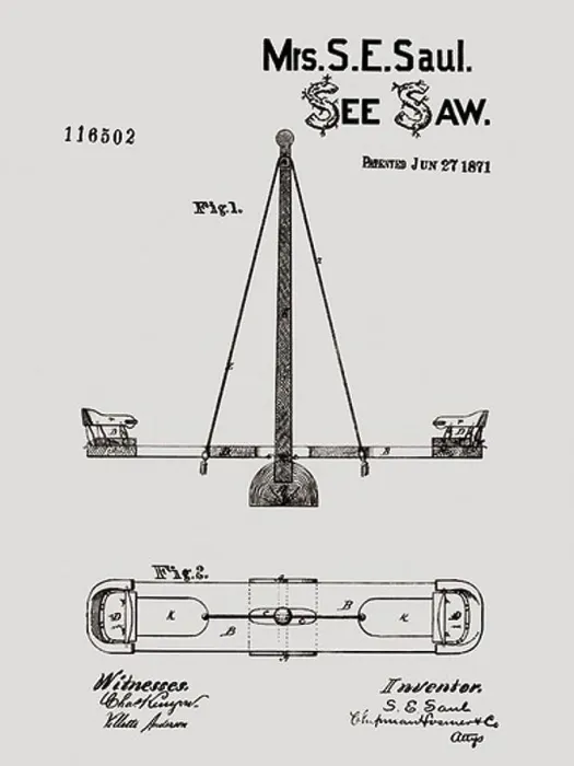 Framed Print : Patent Drawing for a See Saw Framed Print : Patent Drawing for a See Saw