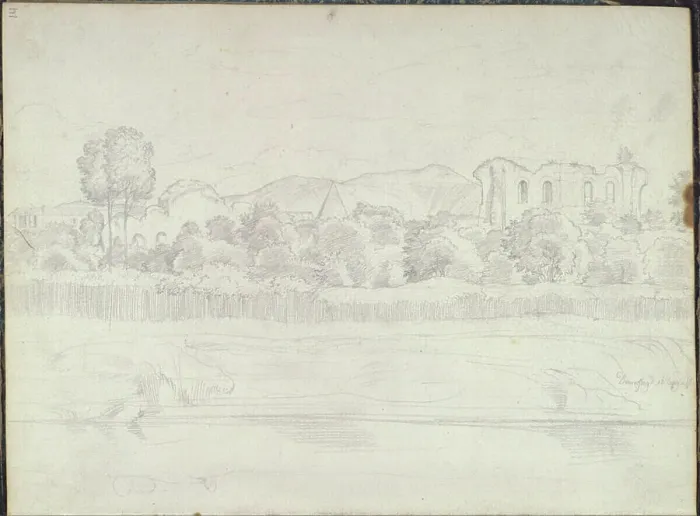 Framed Print : A pencil sketch by Friedrich Olivier from August 16 Framed Print : A pencil sketch by Friedrich Olivier from August 16