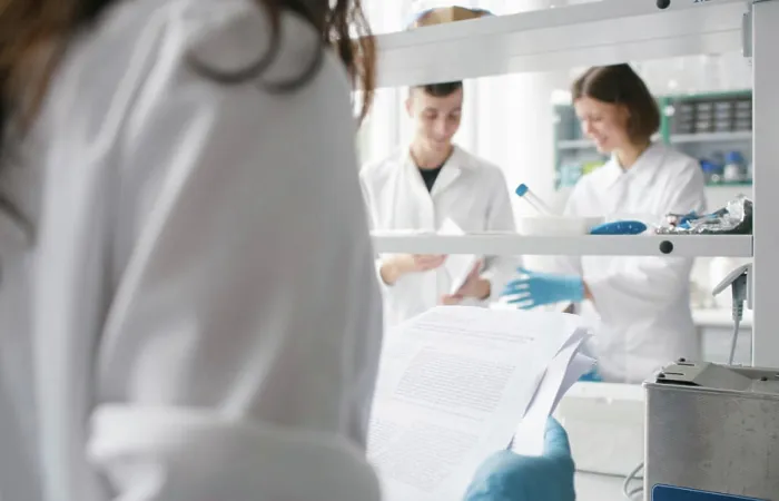 Framed Print : People co-working in lab