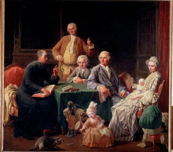 Framed Print : People listening to man by Nicolas Bernard Lepicie Framed Print : People listening to man by Nicolas Bernard Lepicie