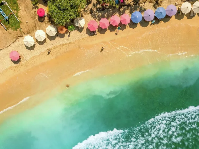Framed Print : People on a Tropical Beach. Aerial View Indonesia Framed Print : People on a Tropical Beach. Aerial View Indonesia