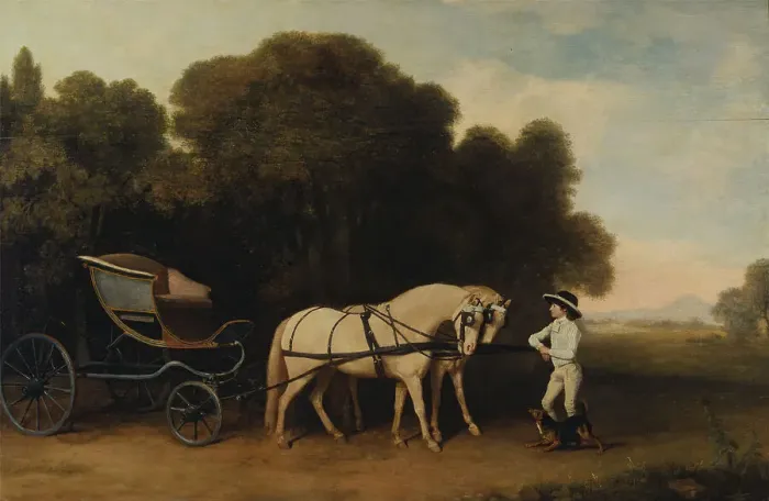Framed Print : Phaeton Pair Cream Ponies Stable-Lad George Stubbs Framed Print : Phaeton Pair Cream Ponies Stable-Lad George Stubbs