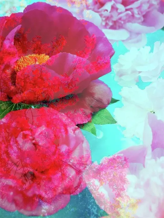 Framed Print : photomontage, flowers, twigs, detail, blur Framed Print : photomontage, flowers, twigs, detail, blur