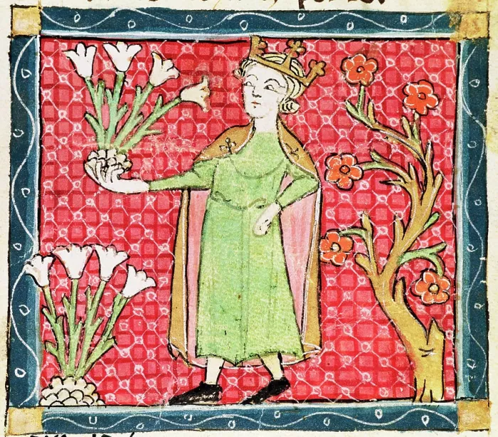 Framed Print : Picking Flowers 13th C. Master Ermengaut(-1322 French) Vellum Biblioteca Monasterio del Escorial, Madrid, Spain Framed Print : Picking Flowers 13th C. Master Ermengaut(-1322 French) Vellum Biblioteca Monasterio del Escorial, Madrid, Spain