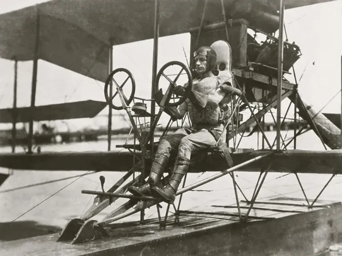 Framed Print : Pilot sitting in an aircraft, Pensacola, Florida, USA, 1915 Framed Print : Pilot sitting in an aircraft, Pensacola, Florida, USA, 1915