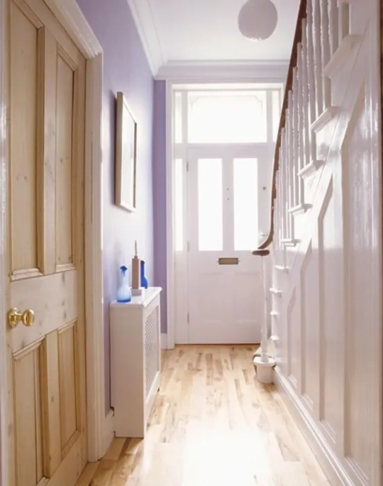 Framed Print : Pine doors and laminate wood flooring in pale mauve hall Framed Print : Pine doors and laminate wood flooring in pale mauve hall
