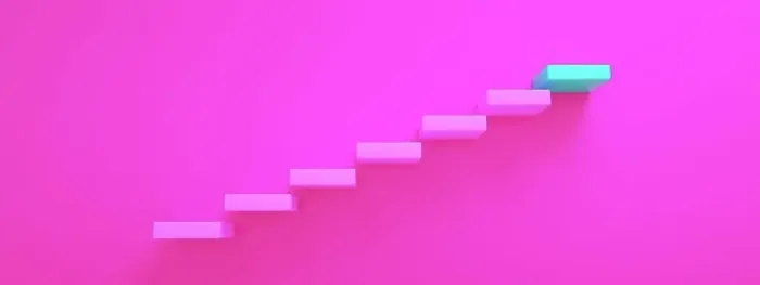 Framed Print : pink stairs leading to blue top step, top level or career, 3D rendering, panoramic image Framed Print : pink stairs leading to blue top step, top level or career, 3D rendering, panoramic image