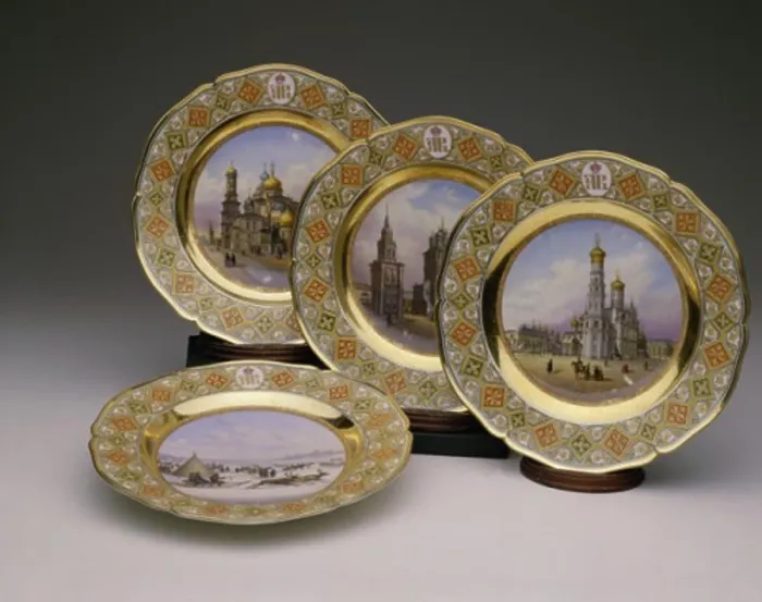 Framed Print : Plates, KPM Porcelain Cabinet with Russian Scenes Antiques-Housewares Framed Print : Plates, KPM Porcelain Cabinet with Russian Scenes Antiques-Housewares