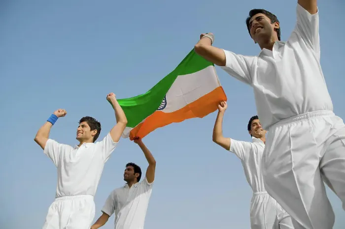 Framed Print : Players holding the national flag Framed Print : Players holding the national flag