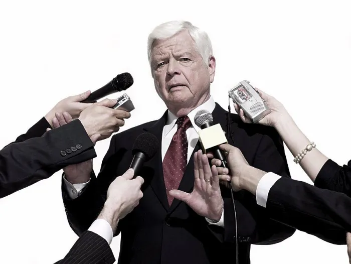 Framed Print : Politician and journalists