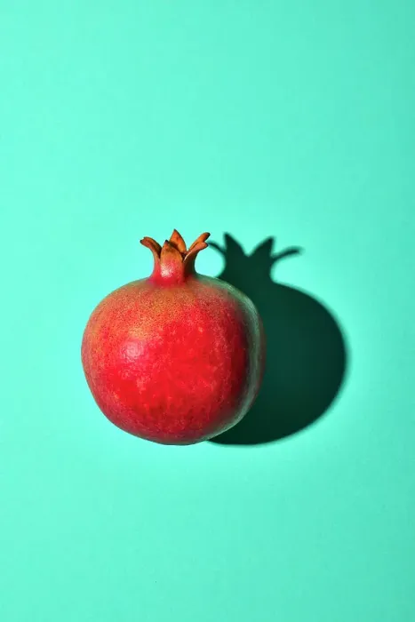 Framed Print : Pomegranate on turquoise background