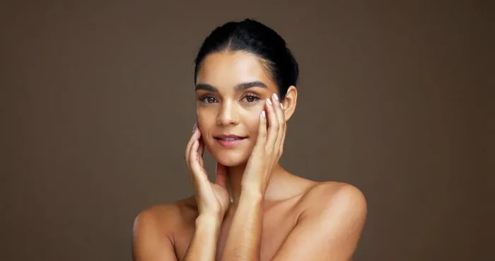 Framed Print : Portrait, beauty and skincare with woman for glow