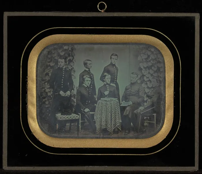 Framed Print : Portrait of six boys in military school uniforms with their teacher. Jean-Gabriel Eynard (Swiss, 1775 - 1863) Framed Print : Portrait of six boys in military school uniforms with their teacher. Jean-Gabriel Eynard (Swiss, 1775 - 1863)