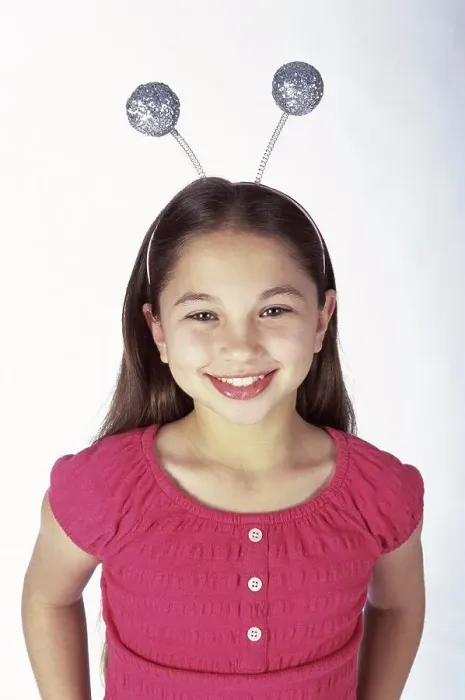 Framed Print : Portrait of a girl wearing antennas on her head Framed Print : Portrait of a girl wearing antennas on her head