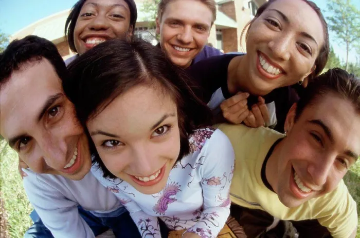 Framed Print : Portrait of a group of teenagers smiling Framed Print : Portrait of a group of teenagers smiling
