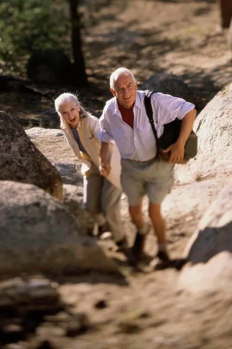 Framed Print : Portrait of a senior couple hiking Framed Print : Portrait of a senior couple hiking