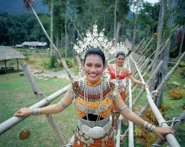 Framed Print : Portrait of two young Iban women dressed in traditional costumes, Sarawak Cultural Village, Sarawak, Malaysia Framed Print : Portrait of two young Iban women dressed in traditional costumes, Sarawak Cultural Village, Sarawak, Malaysia