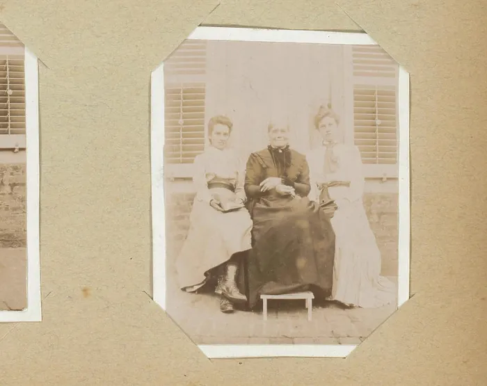 Framed Print : Portrait of two young women and an old woman