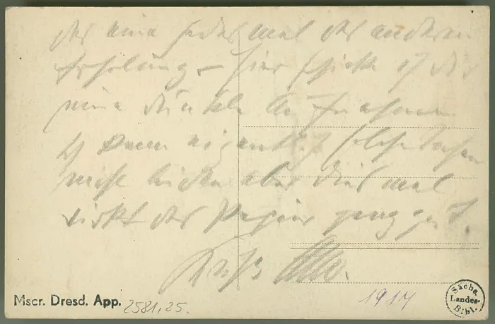 Framed Print : Postcard by Otto Dix to an unknown addressee, text by hand with pencil, signature 'Otto Framed Print : Postcard by Otto Dix to an unknown addressee, text by hand with pencil, signature 'Otto