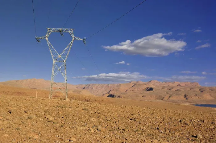 Framed Print : Power line along Lake Addakhil Hassan in Morocco Framed Print : Power line along Lake Addakhil Hassan in Morocco