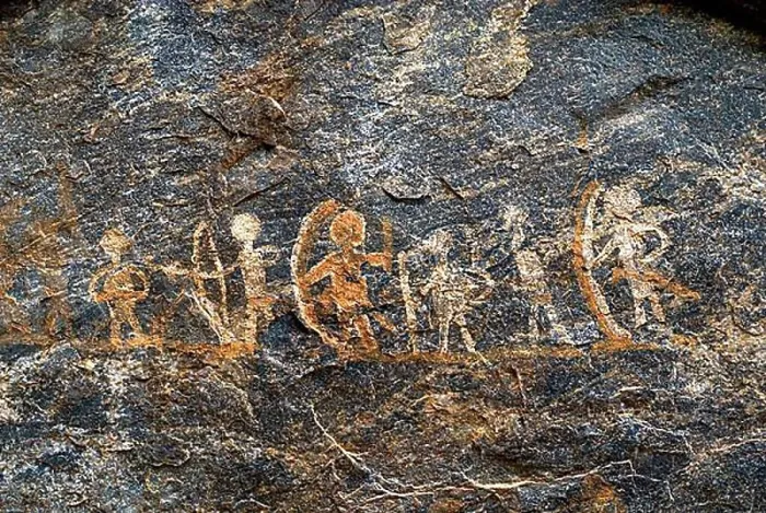 Framed Print : Pre historic rock paintings at Porivarai in Karikkaiyur Karikkiyoor near Kil Kotagiri