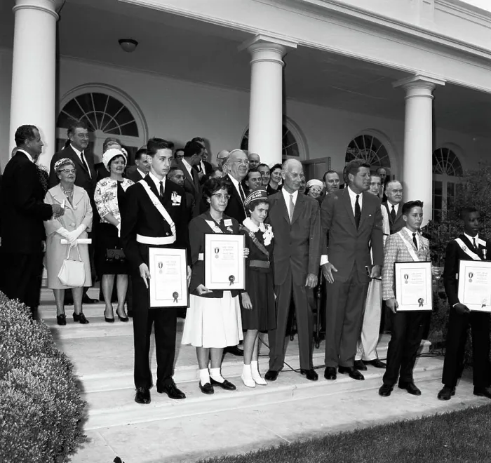 Framed Print : Presentation of the American Automobile Association (AAA) Lifesaving Awards in the Rose Garden Framed Print : Presentation of the American Automobile Association (AAA) Lifesaving Awards in the Rose Garden