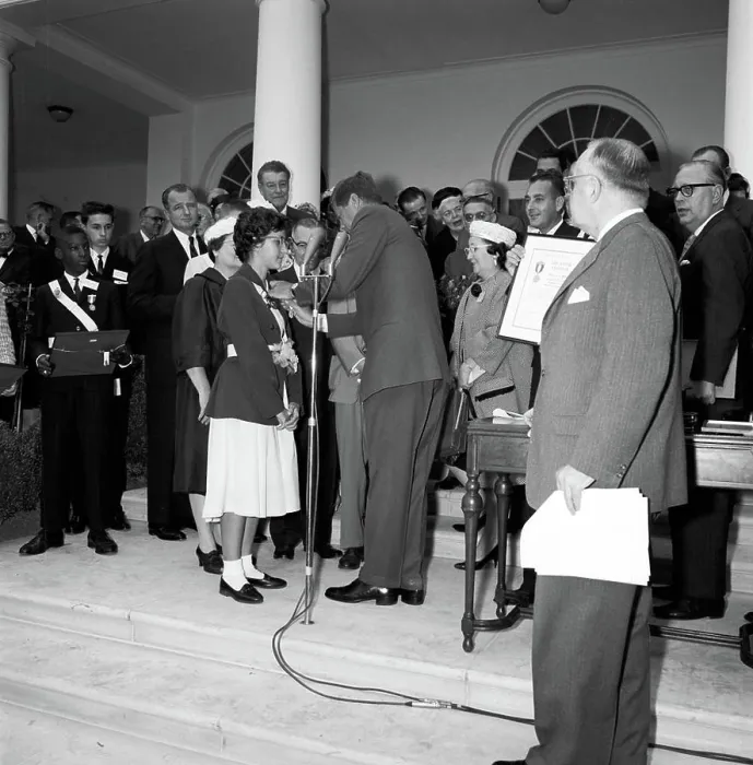 Framed Print : Presentation of the American Automobile Association (AAA) Lifesaving Awards in the Rose Garden Framed Print : Presentation of the American Automobile Association (AAA) Lifesaving Awards in the Rose Garden