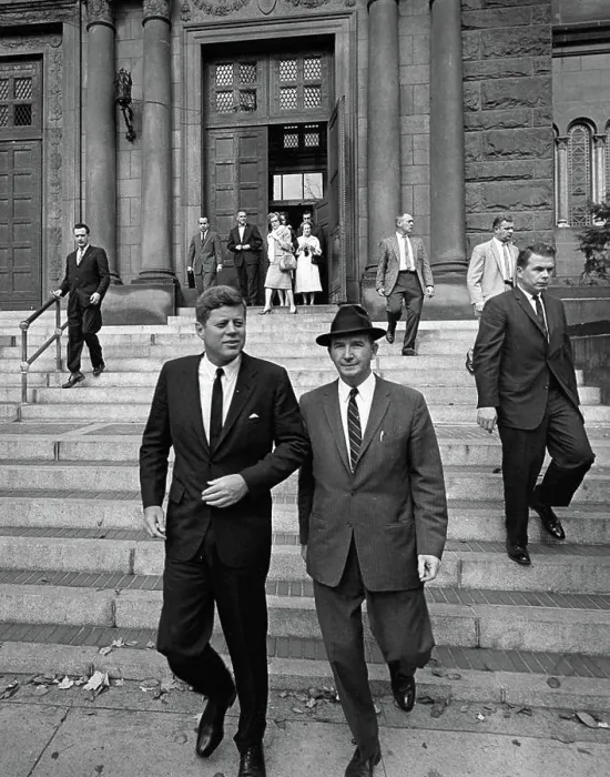 Framed Print : President Kennedy attends Mass at St