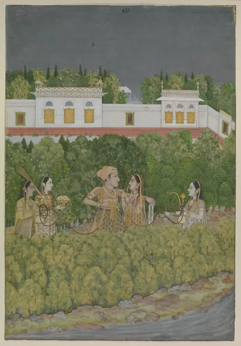 Framed Print : Prince and Ladies in a Garden mid-18th century Nidha Mal This scene of leisure typifies the gracious style of later Framed Print : Prince and Ladies in a Garden mid-18th century Nidha Mal This scene of leisure typifies the gracious style of later