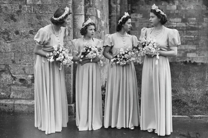 Framed Print : Three Princesses Are Bridesmaids At Romsey Abbey Wedding : The bridesmaids at this afternoon's Romsey Abbey wedding