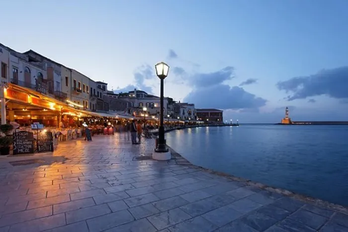 Framed Print : Promenade, Venetian port, Chania, Crete, Greece Framed Print : Promenade, Venetian port, Chania, Crete, Greece