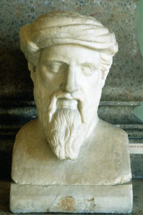 Framed Print : Pythagoras (6th century BC) Ancient Greek mathematician and philosopher. Portrait bust Framed Print : Pythagoras (6th century BC) Ancient Greek mathematician and philosopher. Portrait bust