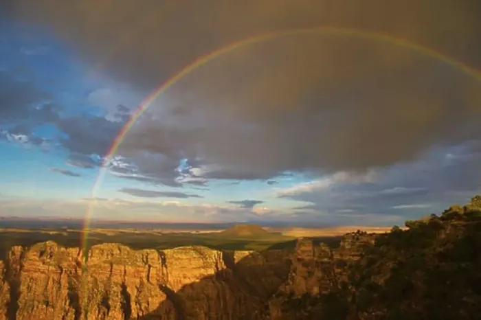 Framed Print : Rainbow and clouds over Grand Canyon, Arizona