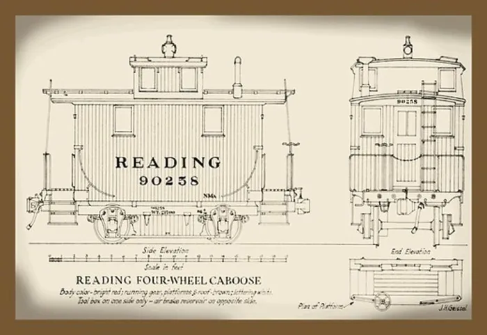 Framed Print : Reading Four-Wheel Caboose, Railroad Framed Print : Reading Four-Wheel Caboose, Railroad