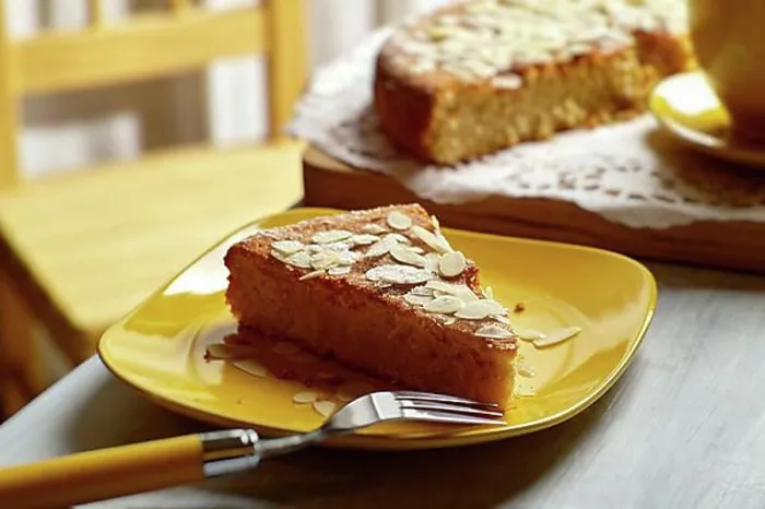 Framed Print : Ricotta Almond Cake on a Wooden Platter Framed Print : Ricotta Almond Cake on a Wooden Platter