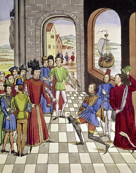 Framed Print : Robert the Bruce of Scotland Sends Defiance to Edward III, Jean Froissart (C. 1337-1410 French)