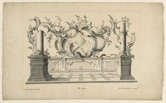 Framed Print : Rocaille Motifs and Dados, from Set No Framed Print : Rocaille Motifs and Dados, from Set No