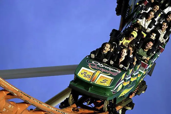 Framed Print : Roller coaster funfair ride, Oktoberfest, Munich, Upper Bavaria, Germany, Europe