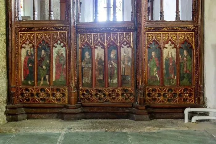 Framed Print : Rood screen inside church of Saint Mary the Virgin, Holne, Dartmoor, south Devon, England, UK Framed Print : Rood screen inside church of Saint Mary the Virgin, Holne, Dartmoor, south Devon, England, UK