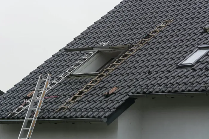 Framed Print : Roofing contractor builds roof windows Roofing Framed Print : Roofing contractor builds roof windows Roofing
